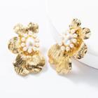 Faux Pearl Alloy Flower Earring 1 Pair - Gold - One Size