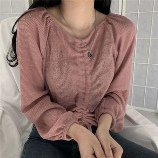 Drawstring Off-shoulder Cropped Top