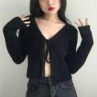 Mohair Open-front Cropped Cardigan