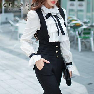 Ruffled Stand-collar Blouse