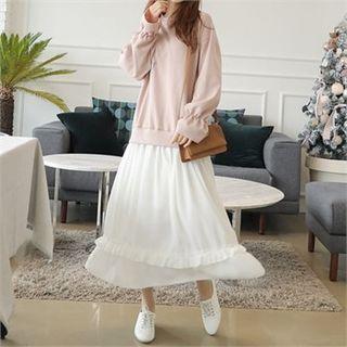 Mock Two-piece Frilled Pullover Dress