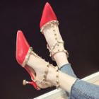 Pointed Studded High Heel Sandals