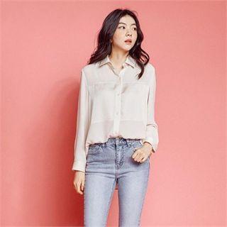 Long-sleeve Satin Blouse