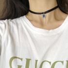 925 Sterling Silver Butterfly Pendant Choker L193 - Gold - One Size