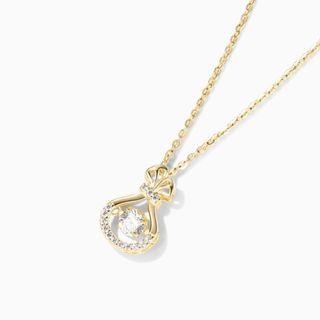 Money Bag Rhinestone Pendant Sterling Silver Necklace Gold - One Size