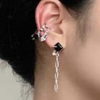 Rhinestone Asymmetrical Chained Alloy Earring 1 Pair - Silver - One Size
