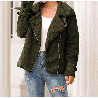 Notch Lapel Zip-up Fleece Jacket