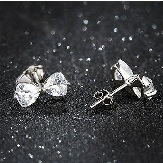 Sterling Silver Rhinestone Bow Studs