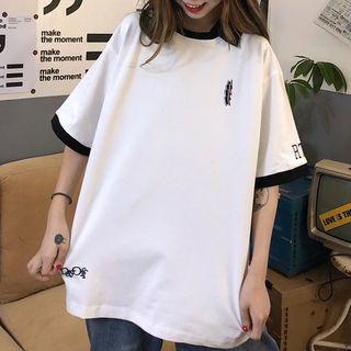 Elbow-sleeve Knife Embroidered Polo Shirt