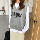 Lettering V-neck Vest