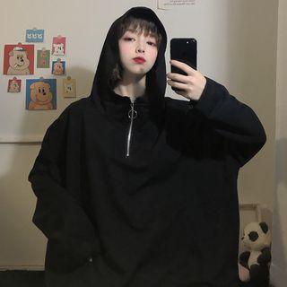 Half-zip Neck Plain Hoodie