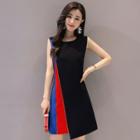Color Block Asymmetric Sleeveless Dress