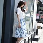 Set : Rabbit Short-sleeve Top + Printed Strappy Dress