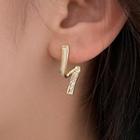Curve Glaze Alloy Earring 1 Pair - Silver Stud - Gold - One Size