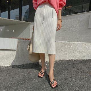 Drawcord H-line Rib-knit Skirt