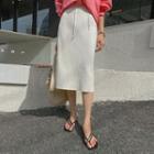 Drawcord H-line Rib-knit Skirt