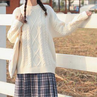 Round-neck Cable Knitted Sweater
