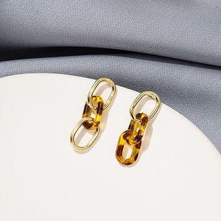 Geometry Drop Earring 1 Pair - E4648 - Gold & Coffee - One Size