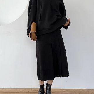 Buckled-waist A-line Skirt Black - One Size