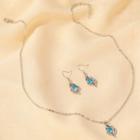 Rhinestone Alloy Heart Pendant Necklace / Dangle Earring
