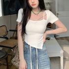 Mock Two-piece Short-sleeve Asymmetrical T-shirt