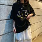 Duck Print Short-sleeve Round Neck T-shirt
