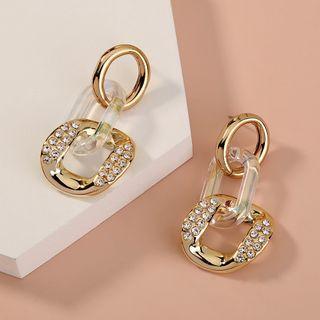 Rhinestone Chain Drop Earring 1 Pair - Ne936 - Rhinestone Chain Drop Earring - Gold - One Size