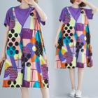 Printed Midi A-line Pinafore Dress Multicolor - One Size