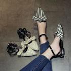 Ankle-strap Striped Bow Flats