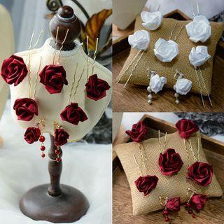 Set: Rose Hair Pin + Clip-on Earring