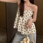 Floral Flowy Camisole Top Milky White - One Size