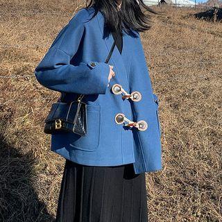 V-neck Plain Toggle Jacket