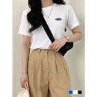 Letter-embroidered Round-neck T-shirt