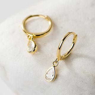 Sterling Silver Rhinestone Water Drop Earring
