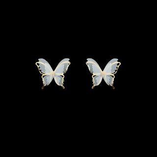 Butterfly Stud Earring 1 Pair - S925 Silver Needle Earrings - One Size