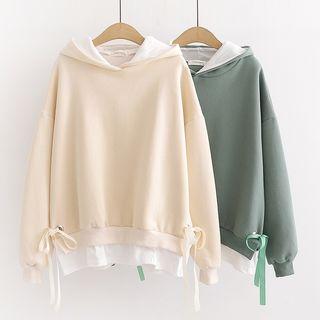 Mock Two-piece Bow-side Hoodie
