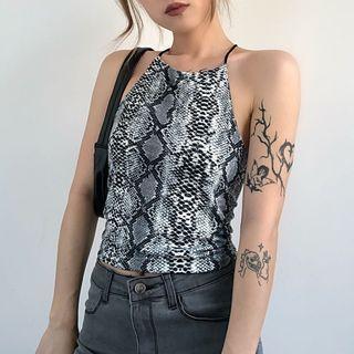 Patterned Cross-back Camisole Top
