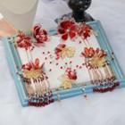 Set Of 7: Flower Headpiece + Clip-on Earring Set Of 7 - Red - One Size