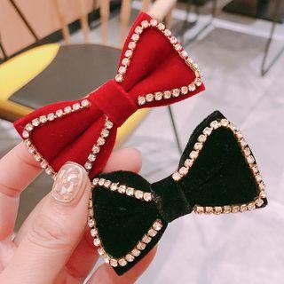 Velvet Bow Zircon Hair Clip