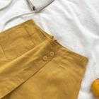 Plain Asymmetric High-waist Slim-fit A-line Shorts