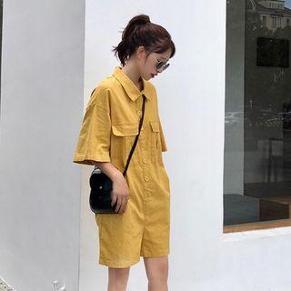 Elbow-sleeve Shirt Playsuit