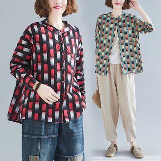 Plaid Stand-collar Shirt
