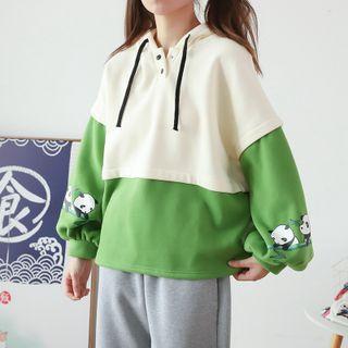 Two-tone Panda Print Hoodie