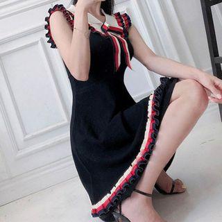 Sleeveless Bow Accent Mini A-line Dress