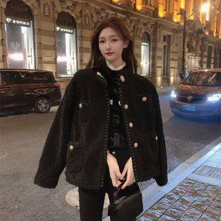 Fluffy Safari Jacket / Lace Trim Blouse