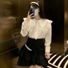 Collared Shirt / Asymmetrical Mini Skirt