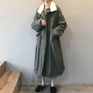 Fleece Lined Drawstring Zip Coat