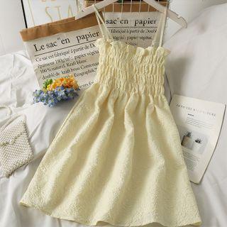 Embossed Sleeveless Smocked Mini Dress