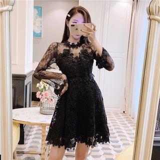 Long-sleeve A-line Lace Mini Cocktail Dress