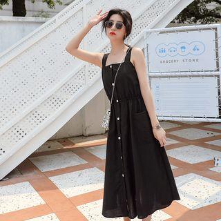 Pocket Detail Sleeveless Midi A-line Dress